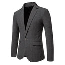 Classic Men's Casual Blazer Jackets SIngle Button Vintage Check Suit Coat Male Khaki
