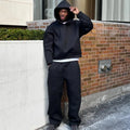 2025 European and American casual simple couple fashion hooded sweatshirt solid color loose sweatshirt sweatpants