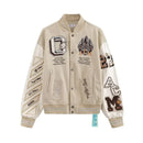 European and American Fashion Letter Embroidered Jackets Unisex Couple Contrasting Color Y2K Hip Hop Loose Leather Jackets Men