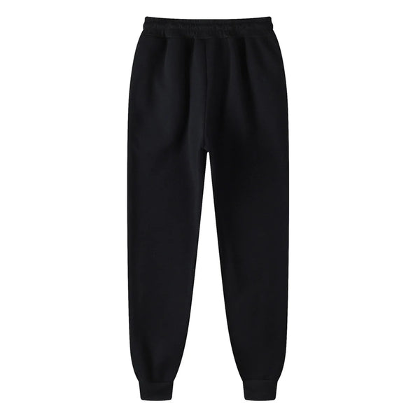 Men's Black Sport Casual Sweatpants 2024 Autumn Winter Warm Fleece Lined Ankle-Banded Trouser With Pocket Plus SIze Baggy Pants