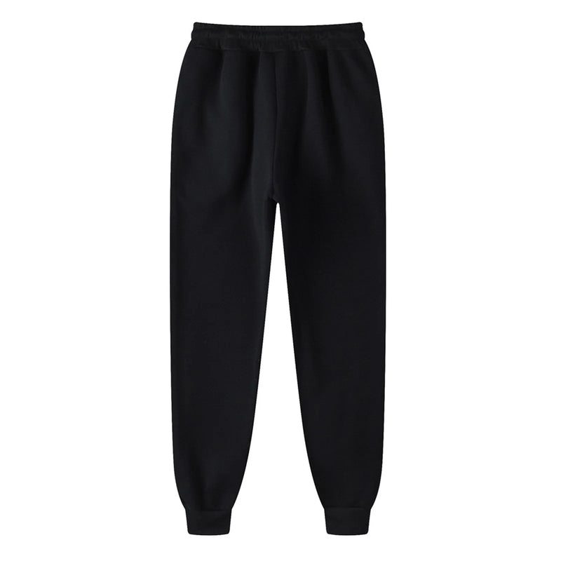 Men's Black Sport Casual Sweatpants 2024 Autumn Winter Warm Fleece Lined Ankle-Banded Trouser With Pocket Plus SIze Baggy Pants
