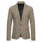 Classic Men's Casual Blazer Jackets SIngle Button Vintage Check Suit Coat Male Khaki