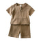 2-8 Years Children Casual Suit Kids Muslin T Shirt Shorts Pajamas Boy Girl Green White Tops Bottoms Summer 2 Pcs Clothing Set