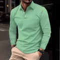 Classic men's simple solid color lapel POLO shirts Spring autumn business leisure outdoor travel friends party long sleeve tops
