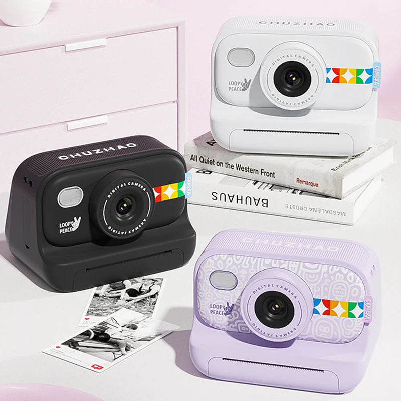 Color Instant Print Camera for kids, Christmas Birthday Gifts for Girls Boys, HD Digital Video Cameras No Ink Thermal Paper