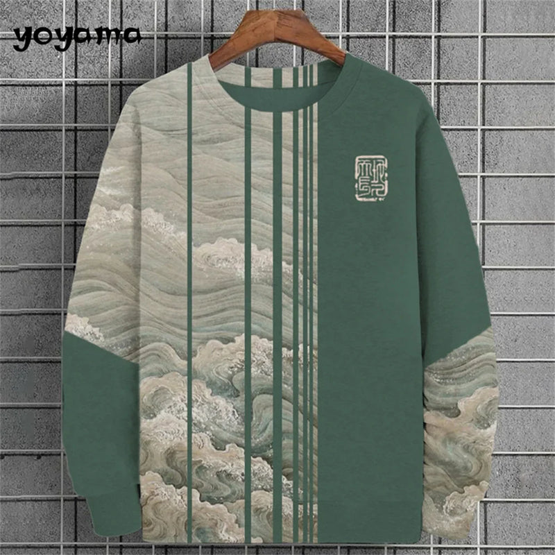 Ukiyo-E Men's Sweatshirt Autumn Oversized Hoodies for Men Long Sleeve T-Shirt Tops Loose Casual New in Hoodies & Sweatshirts Top