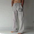 2025 Men's Cotton Linen Pants Oversized Jogger Sweatpants Casual Flower Print Plus Size Loose Wide Leg Pants Men Casual Trousers