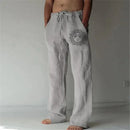 2025 Men's Cotton Linen Pants Oversized Jogger Sweatpants Casual Flower Print Plus Size Loose Wide Leg Pants Men Casual Trousers