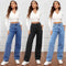 2024 New Cross-Border European American High-Waisted Straight-Leg Denim Jeans For Women Amazon Long Style NK331