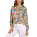 Bright Flower Power Blouse Retro Hippy Flowers Trendy Printed Blouses Female Long Sleeve Casual Shirts Spring Oversized Clothing