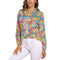 Bright Flower Power Blouse Retro Hippy Flowers Trendy Printed Blouses Female Long Sleeve Casual Shirts Spring Oversized Clothing