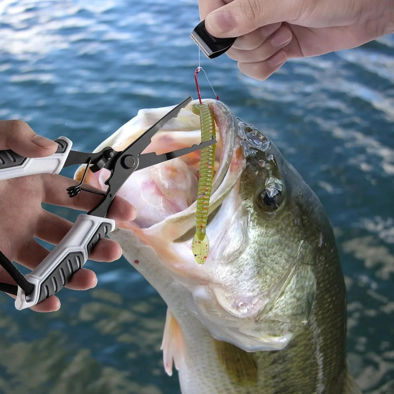 7 "fishing clamp set 420 stainless steel, line cutter, storage bag - Fishing clamp hook remover