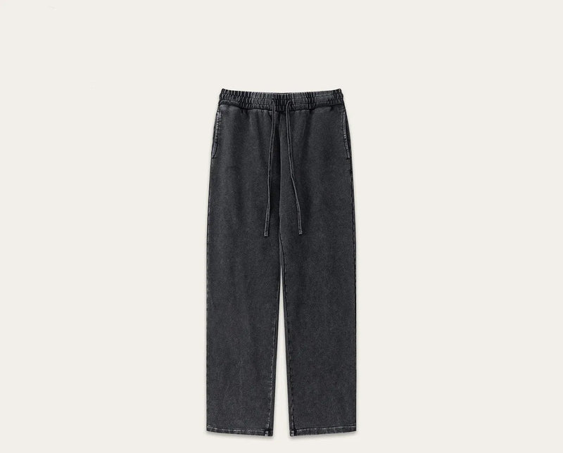 380g Men's Plus Size 100% Cotton Acid-Washed Casual Long Pants Jogger Sports Trousers Male High Quality Retro washing Sweatpant