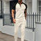 Men's suit Europe and the United States 2025 summer color match casual round neck short sleeve men's T-shirt trousers two sets