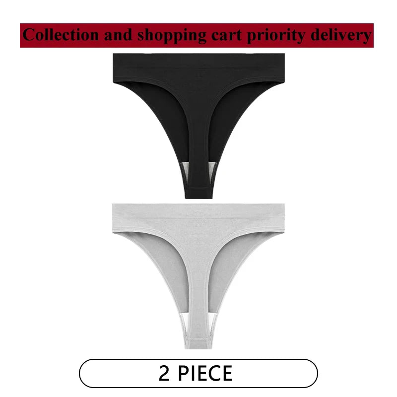 CINOON 2Pcs/Lot Women Sexy 5 Color Panties Low-waist Comfort Underwear G String Thong Breathable Lingerie Temptation Intimates