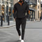Autumn and winter new men's fashion outdoor sports half zipper Waffle casual stand collar long sleeve hoodie + trousers men's su