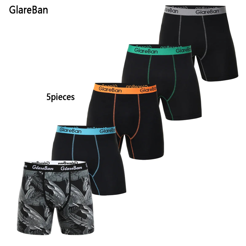 5pcs Pack Mid-Long Boxer Shorts Brand Briefs Style Men Panties Underwear Male And Underpants For Homme Luxury Set Box Slips