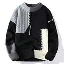 New Autumn Winter Men O-Neck Pullovers Knitted Sweaters Splicing Casual Sweaters High Quality Male Loose Pullovers Clothing 4XL