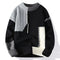 New Autumn Winter Men O-Neck Pullovers Knitted Sweaters Splicing Casual Sweaters High Quality Male Loose Pullovers Clothing 4XL