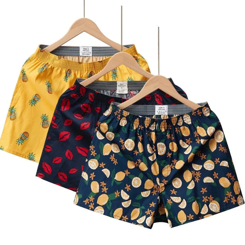 3-4Pcs Cotton Mens Boxers Shorts Loose Sleep Underpants High Quality Printed Casual Panties Comfortable Homewear Men Underwear
