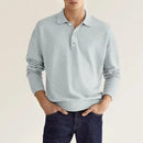 2024 Autumn leisure Home long Sleeve top Fashion Men's solid color lapel Men's POLO Shirt