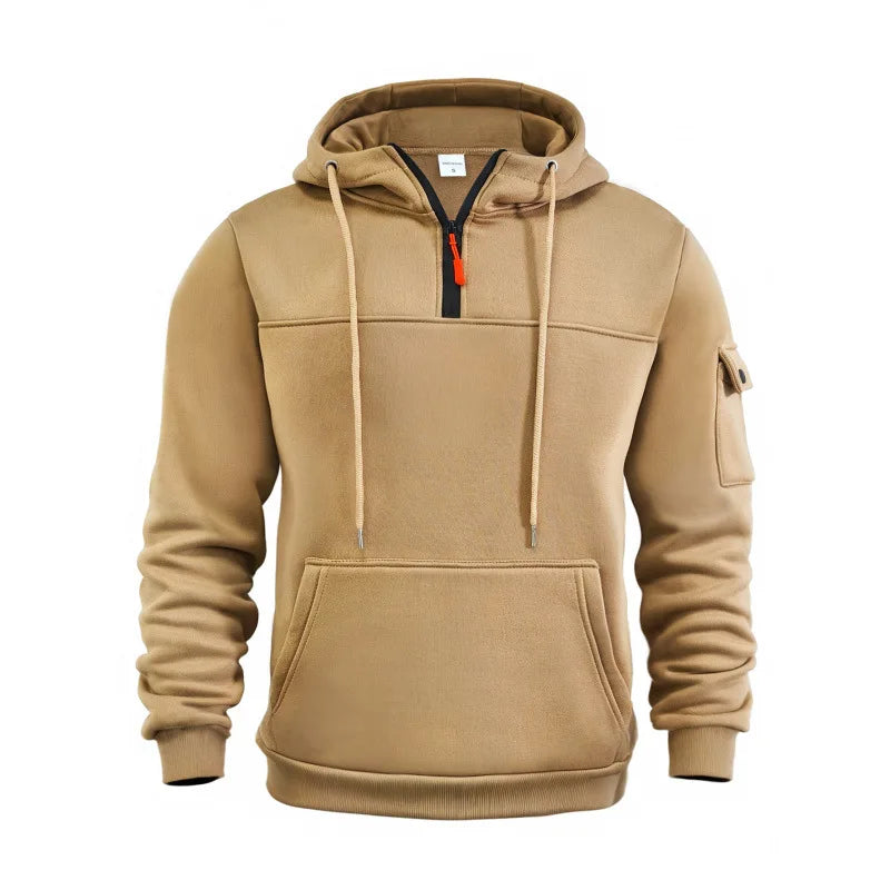2024 Men's Hooded Sweater Leisure Sports Pullover Retro Harajuku Long Sleeve Zipper Multi-pocket Casual Loose Coat Street Wear