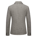 Classic Men's Casual Blazer Jackets SIngle Button Vintage Check Suit Coat Male Khaki