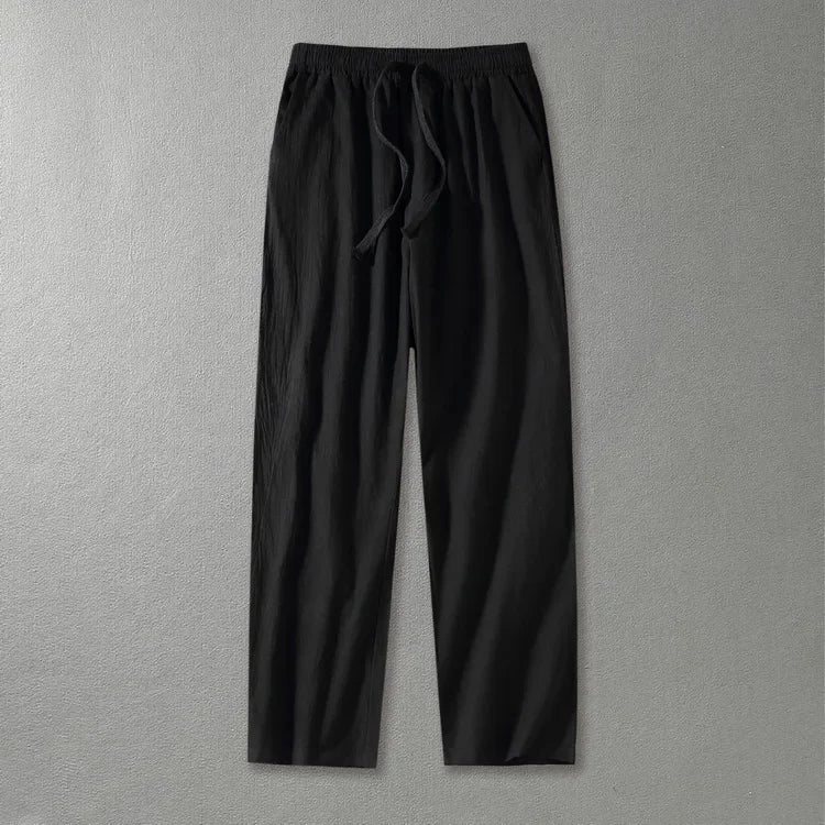 Plus Size 8XL 9XL Pants Men's Solid Cotton Linen Loose Casual Trouser Fashion Drawstring Straight Joggers Vintage Sweatpants Men