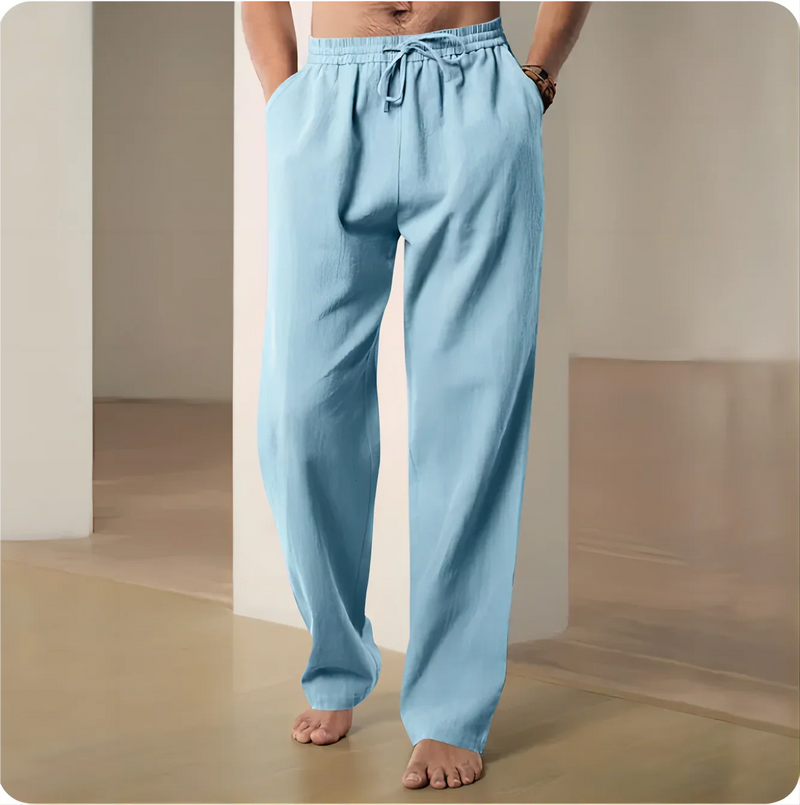 2025 New Men's Beach Pants Joggers Streetwear Cotton Linen Sweatpants Casual Pants Hawaiian Vacation Loose Summer Long