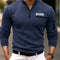 Men's Long-Sleeved Casual Sports Polo Shirt Spring Autumn Comfortable Printed T-Shirt with Arm Zipper Pocket Fashion Top