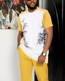Plus Size 5XL 6XL Summer Tracksuit Short Sleeve T Shirt+Long Pants 2 Piece Set Men Outdoor Joogers Outfit 3D Print Trousers Suit