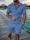 2025 Trend Men Streetwear Fashion Half Zip Polo Shirts+shorts 2 PCS Sets Men's 3D Digital Print Casual Suit New Male Tracksuits
