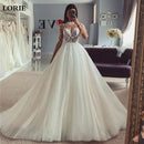 LORIE Long Sleeve Wedding Dresses A Line Sweatheart Neck Bridal Dress Appliqued Lace Wedding Gowns 2023 Customized