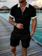 2025 Trend Men Streetwear Fashion Half Zip Polo Shirts+shorts 2 PCS Sets Men's 3D Digital Print Casual Suit New Male Tracksuits