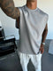 2025 Men's casual sleeveless crewneck suit, summer fashion all-match wide-leg pants trend sports street T-shirt two-piece set