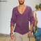 Oversized Loose Knitted Thin Sweaters for Men Fashion V-neck Long Sleeved Casual Knit Pullover Tops Men's Versatile Sweater Tops