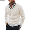 New2025 Men's Winter Knitted Sweater V-Neck Knitted Pullovers Club Party Solid Slim Warm Knitwear Sweaters  Male Streetwear Tops