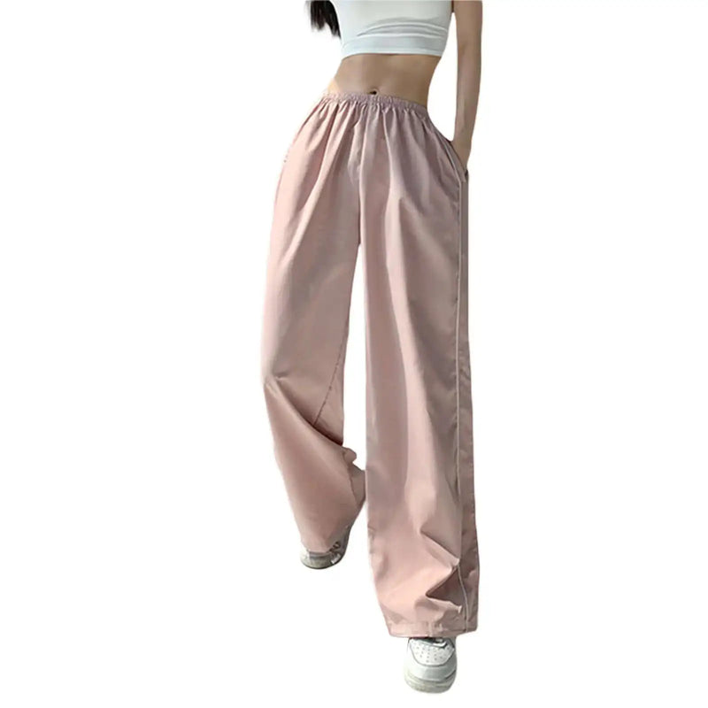 Y2K Baggy Cargo For Women Drawstring Elastic Low Waist Parachute Sweatpants Loose Hippie Pants Trousers