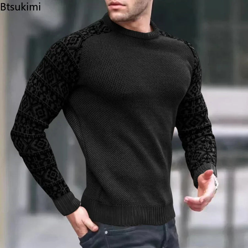 New 2025 Autumn Winter Men Clothing Fashion Mens Thin Sweaters Casual O- Neck Solid Warm Slim Fit Knit Shirt Male Pullover 3XL