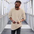 2023 Spring Men's Casual Solid Color Fashion Knitted Shirt O Neck Long Sleeve Knit Pullover Loose Soft Sweater Coats Men Tops