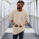 2023 Spring Men's Casual Solid Color Fashion Knitted Shirt O Neck Long Sleeve Knit Pullover Loose Soft Sweater Coats Men Tops