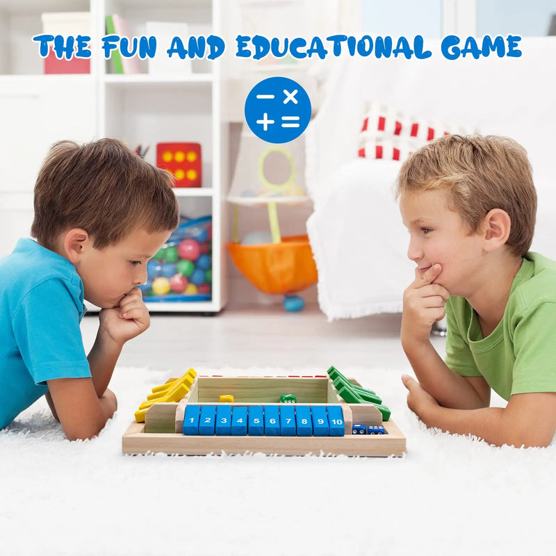 4-Player Wooden Dice Game - A Traditional Math Decision-Making Game Perfect for Parties and Family Interaction
