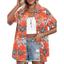 New Women's Short Sleeve T-shirts Fashionable 3d Floral Printed Casual Hawaii Style Basic Tops Lapel Short Sleeve Shirt Summer