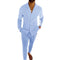 All Match Men's Tracksuit Fashion Solid 2024 Two Piece Slim Suit Autumn New Long Sleeve Button Shirts Top&Drawstring Pants Set
