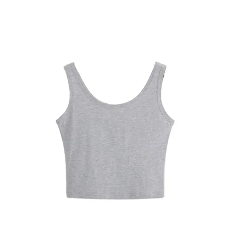 Wholesale Women Solid Color Suspender Camisole Tank Top for Women's Short Yoga Sports Crop Top Sleeveless Slim Fit Tops