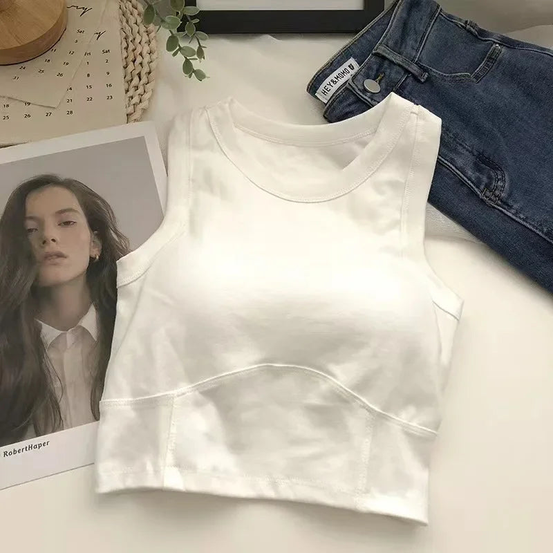 Fashion Uniform Color Tanks Camisole Clothing Sexy Waistcoat for Women Sports No Steel Ring Chest Pad Yoga Vest Nylon Underwaist