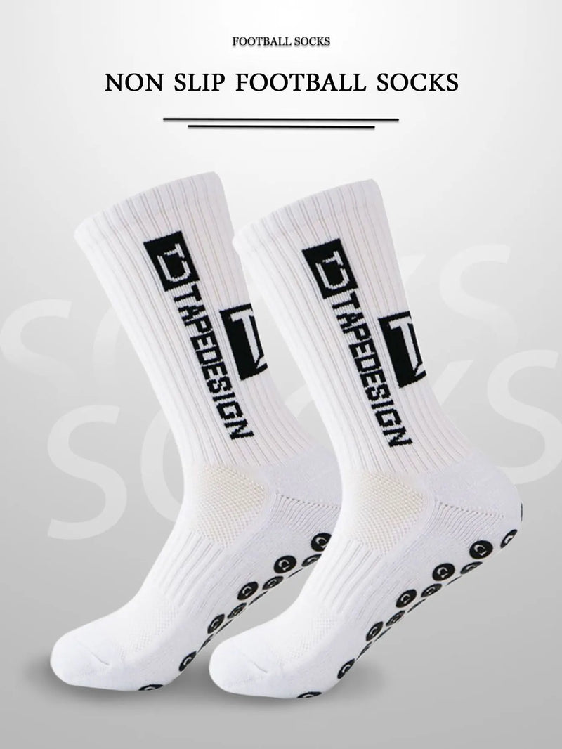 6 pairs of football socks, men's and women's mid length anti slip training socks, thickened professional sports socks