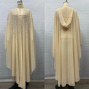 Middle East Africa Hot Sale Muslim Long Robe Shoulder Cover Hooded Cloak Batwing Sleeve Glittering Rhinestone Women's Dress