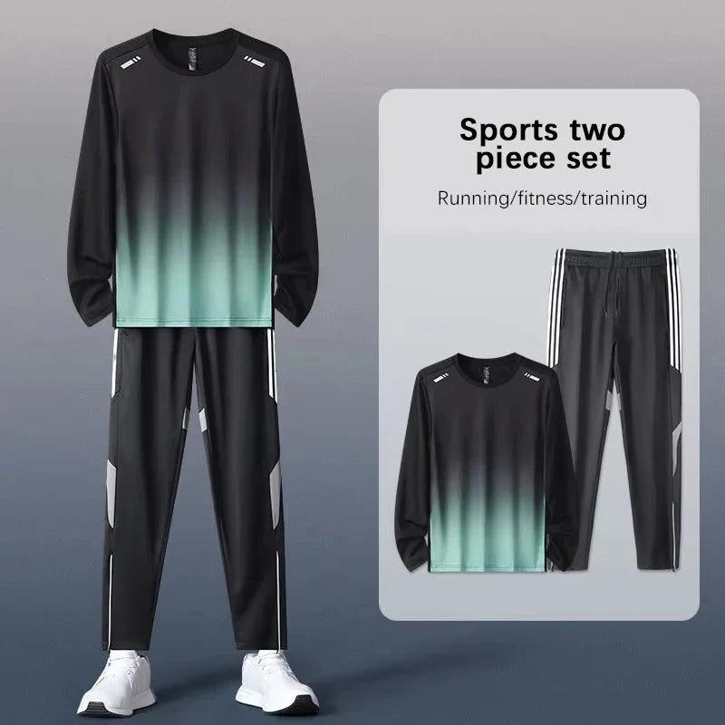 Men's Sportswear Set Running and Training Suit Fitness Clothing Morning Run Quick-Dry Athletic Spring Jacket Basketball Suit