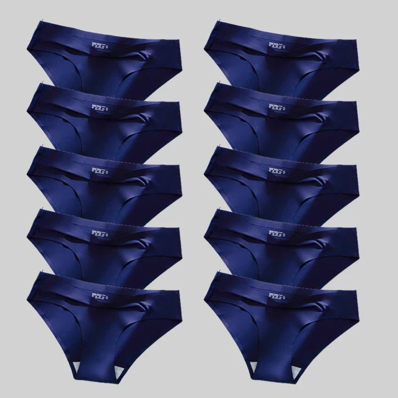Giczi 10PCS/Set Seamless Women's Panties Solid Color Silk Satin Underwear Breathable Comfortable Briefs Sexy Lingerie Cozy Panty